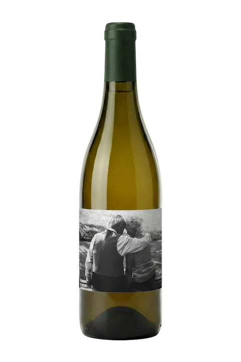 Bouteille blanche avec étiquette photo